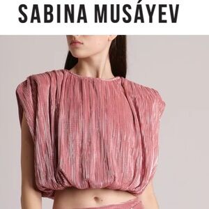 Sabina Musáyev Amazon Top Antique Rose Pink Metallic Sleeveless Small S Boxy